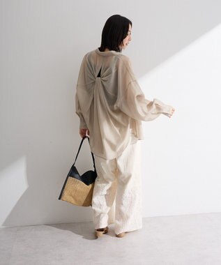 Green Parks 裾レースドッキングパンツ Off White