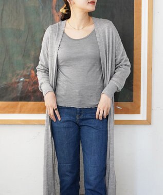 TOQUE 〈大草直子さんアドバイザー〉【天然素材】アルパカシルクリブ ロングT グレー