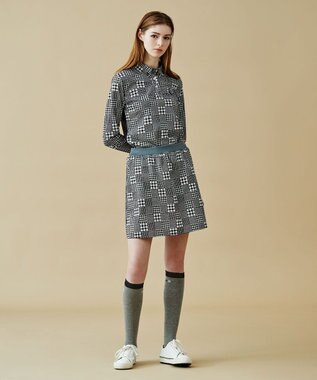 23区GOLF クラシカルで上品！【WOMEN】【ストレッチ・撥水】チェック柄 台形スカート ブラック系3