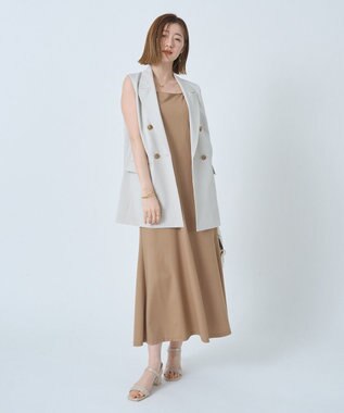 YECCA VECCA 【2点SET】ミリタリーシアーシャツセットキャミワンピース Beige