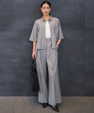 ICB ドライクールトロ クロスタックワイドパンツ ライトグレー