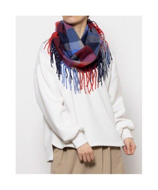 UNBILLION カシュネ cache nez / チェックサイドフリンジスヌード レッド