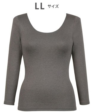 Wing あったかインナー　【ラクのびサーモ】　裏起毛　綿混　８分袖　ウイング／ワコール　EL6811 グレー