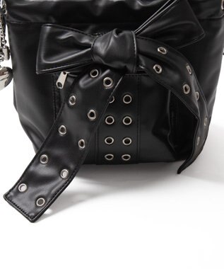 WEGO チャーム付きハトメリボンショルダー ブラック