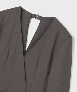 GRACE CONTINENTAL バックシャンノーカラージャケット チャコール