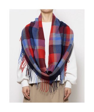 UNBILLION カシュネ cache nez / チェックサイドフリンジスヌード レッド