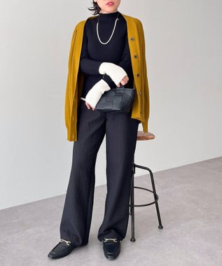 CRAFT STANDARD BOUTIQUE 洗える/とてもち配色モックネックリブニットプルオーバー/24AW Black