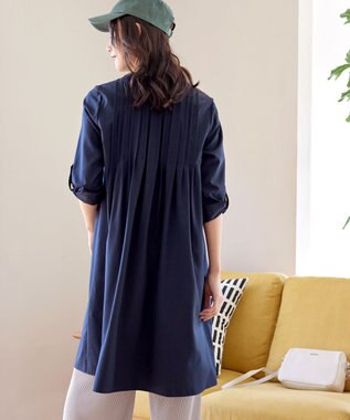 Tiaclasse 【洗える】ランダムタックチュニックワンピ―ス ネイビー