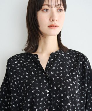 YECCA VECCA 2wayボリューム袖花柄ブラウス Black