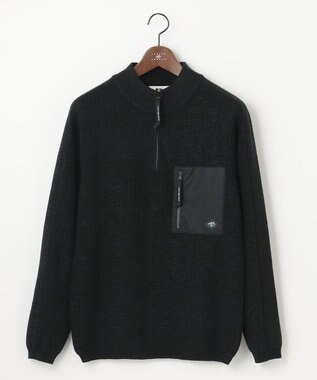 JOSEPH ABBOUD MOUNTAIN 【UNISEX】日本素材 ハーフZIPウールニット ブラック系