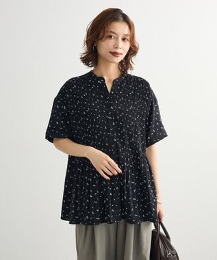 Green Parks マジョリカプリーツスキッパーブラウス Flower