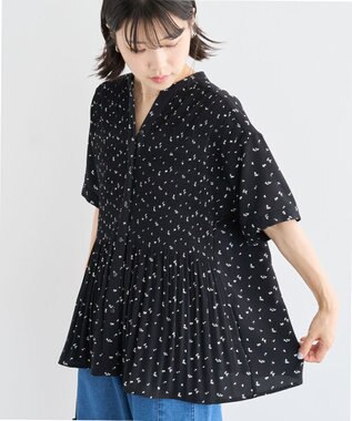 Green Parks マジョリカプリーツスキッパーブラウス Flower