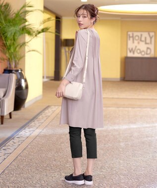 Tiaclasse 【洗える】ランダムタックチュニックワンピ―ス ライトグレー