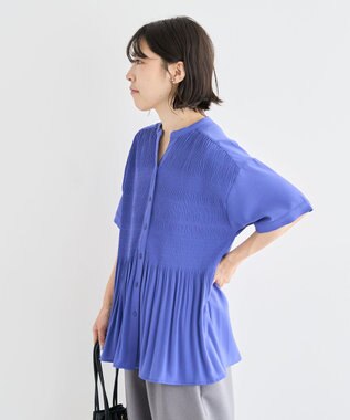 Green Parks マジョリカプリーツスキッパーブラウス Purple