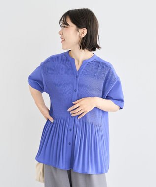 Green Parks マジョリカプリーツスキッパーブラウス Purple