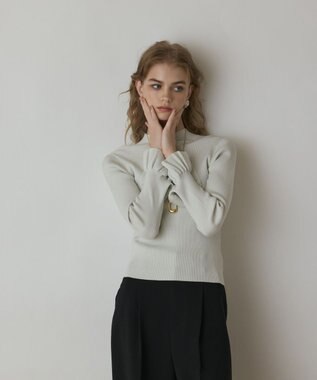 GRACE CONTINENTAL ラメリブニットトップ ホワイト