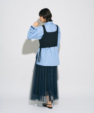 YECCA VECCA 【archive】レースブロッキングチュールスカート Navy