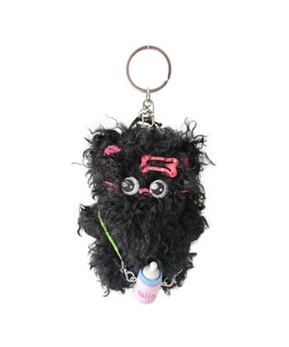 WEGO もさもさcatぬいぐるみキーホルダー ブラック
