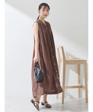 earth music&ecology 綿クレープワンピース（無地） Brown