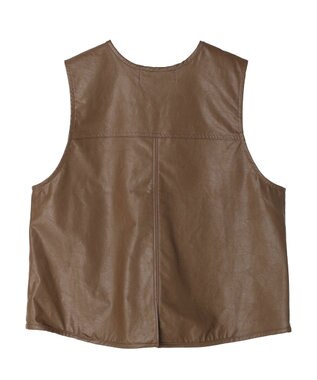 Green Parks フェイクレザーベスト Brown