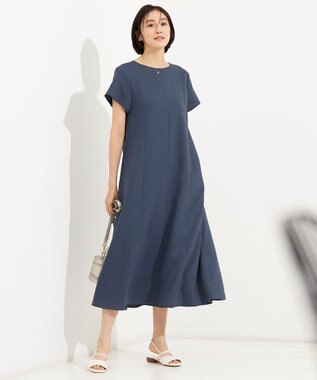 自由区 【カタログ掲載・接触冷感・UVカット・洗える】リネンミックスツィル ワンピース インク