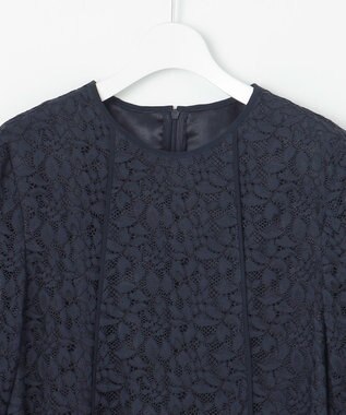 自由区 S 【洗える】フラワーリーフコードレース ワンピース ネイビー