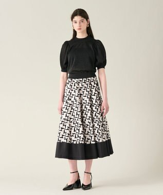 GRACE CONTINENTAL ラメシアーパフニットトップ ブラック