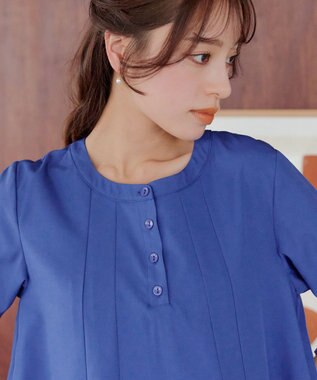 Tiaclasse 【洗える】ランダムタックチュニックワンピ―ス ブルー