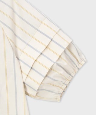 Paul Smith ストライプギャザースリーブ ブラウス アイボリー