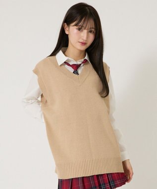 WEGO 【SCHOOLITEM】無地ニットベスト ベージュ