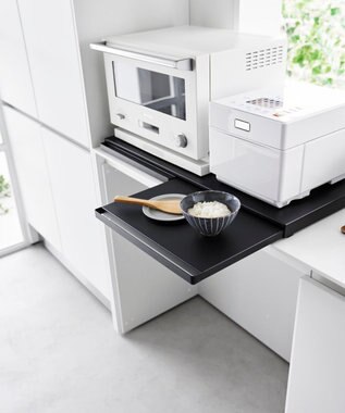 tower キッチン家電下スライドテーブル タワー W80 ブラック ブラック