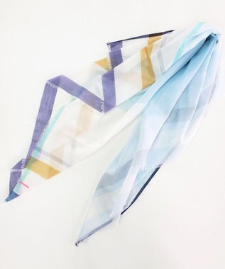 POLS 播州織 極細コットンストール アイスブルー