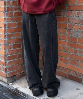 WEGO 【ウエストゴム/SMLサイズ展開】カーブデザインスウェットパンツ スミクロ