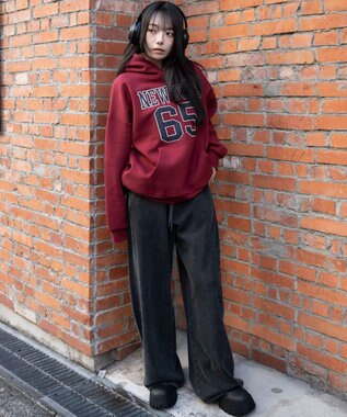 WEGO 【ウエストゴム/SMLサイズ展開】カーブデザインスウェットパンツ スミクロ