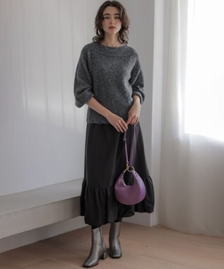 組曲 L へアリーヤーンボートネック ニット チャコールグレー系