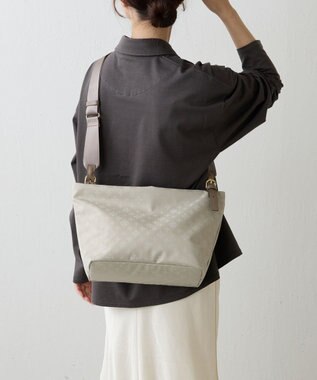 russet ナイロンジャガード2WAYワンハンドルトートバッグ(SF-268) Ecru