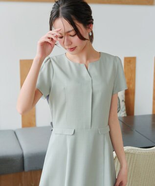 Tiaclasse 【小倉優子さん着用・洗える】フラップ付きミディアム丈フレアワンピース ミント