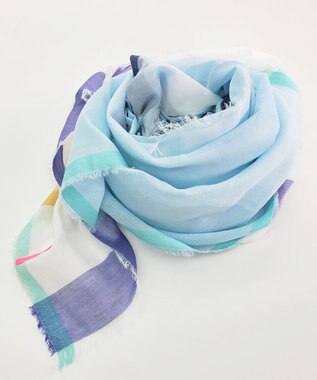 POLS 播州織 極細コットンストール アイスブルー