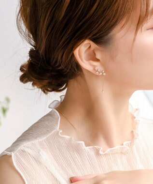 Phoebe 〈シリーズ累計販売10000点突破！〉2wayフラワリービジューピアス&イヤリング　ゴールド ゴールド