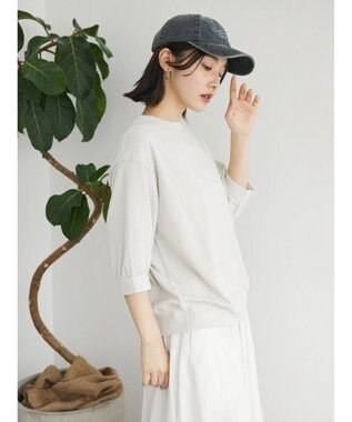 Green Parks ７分袖ラメ裏毛パフプルオーバー Ivory