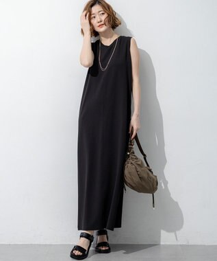 23区 L 【先行予約】ダブルフェイスジャージー Iラインワンピース ブラック系