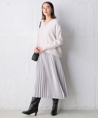 UNFILO L ウールカシミヤ Vネックニット グレージュ