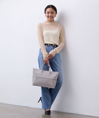 TOPKAPI 【TREASURE TOPKAPI】フェイクレザー ジオメトリック ショルダー付 トートバッグ ライトグレー