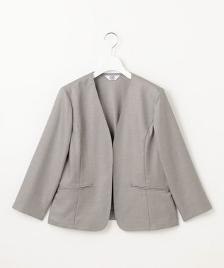 J.PRESS LADIES L 【セットアップ対応・洗える・UVケア・吸水速乾】OXIJEWELストレッチ ノーカラー ジャケット グレー系