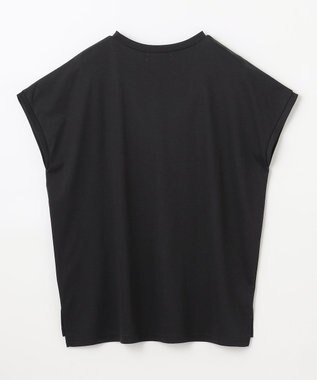 ANY 【汗ジミ防止加工】シルケットスムースフレンチスリーブ刺繍ロゴTシャツ ブラック