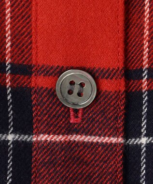 23区 L 【洗える】ブラッシュド ビエラチェック シャツ レッド系