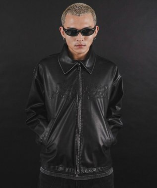 WEGO 【ユニセックス着用ITEM】MA55IVE　PUショートグラフィックブルゾン ブラック