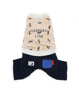 PET PARADISE リサとガスパール パンツ つなぎ 【小型犬】 青ポケット ベージュ