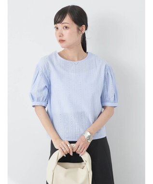 earth music&ecology 刺繍パフスリーブブラウス Sax