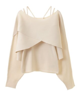 earth music&ecology ＳＥＴ２点クロスニット＋キャミソール Ivory